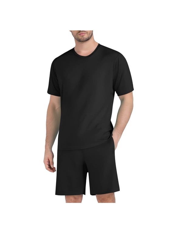 Mens and Big Mens Short Sets 2 Piece Outfits Casual Crewneck T Shirt and Shorts Set Summer Tracksuits with Pockets