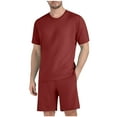 thumbnail image 1 of Miqool Mens and Big Mens Short Sets 2 Piece Outfits Casual Crewneck T Shirt and Shorts Set Summer Tracksuits with Pockets, 1 of 6