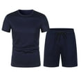 thumbnail image 1 of Miqool Mens and Big Mens Short Sets 2 Piece Outfits Slim Fit Casual Short Sleeve Set Summer Tracksuits for Athletic Running Gym Workout, 1 of 6
