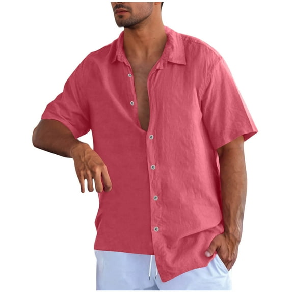 Miqool Mens and Big Mens Short Sleeve Dress Shirts Summer Casual Button Down Shirts Solid Formal Shirt Vacation Beach Shirts