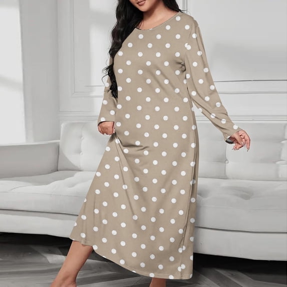 Miqool Nightgowns for Women Plus Size Pajamas Loose Comfy Long Sleeve Maxi Pajama Dress Novelty Graphic Sleepwear Night Gown