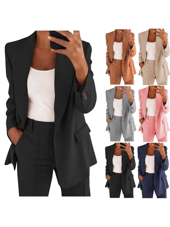 Pant Suits for Women Dressy Business Casual Outfits Blazer and Pant 2 Piece Suit Sets for Work Office