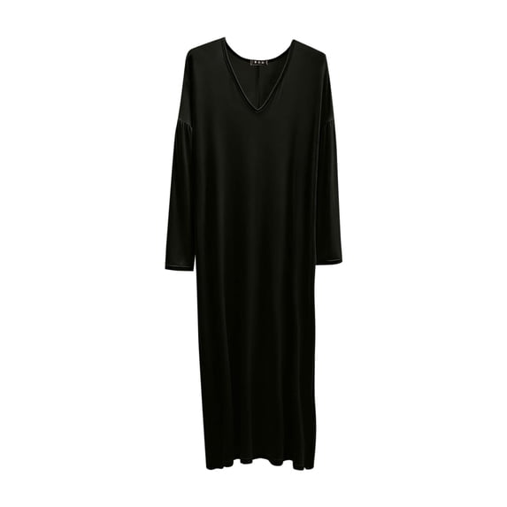 Miqool Plus Size Nightgowns for Women V Neck Long Sleeve Sleep Dress Soft Stretchy Nightshirts Casual Loose Fit Loungewear L-5XL