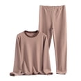 thumbnail image 1 of Miqool Plus Size Women's Striped Pajama Sets Round Neck Long Sleeve Warm Soft Comfy Pjs Loungewear 2 Piece Winter Sleepwear, 1 of 3