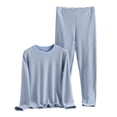 thumbnail image 1 of Miqool Plus Size Women's Striped Pajama Sets Round Neck Long Sleeve Warm Soft Comfy Pjs Loungewear 2 Piece Winter Sleepwear, 1 of 9