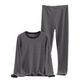 thumbnail image 1 of Miqool Plus Size Women's Striped Pajama Sets Round Neck Long Sleeve Warm Soft Comfy Pjs Loungewear 2 Piece Winter Sleepwear, 1 of 3