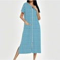 thumbnail image 1 of Miqool Robes for Women Zipper Front Bathrobe Short Sleeve House Coat Long Nightgown With Pockets Soft Loungewear, 1 of 7