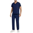 thumbnail image 1 of Miqool Scrubs Set for Men Workwear V-Neck Scrub Top Professionals Medical Uniform, 8 Pockets, 4-Way Stretch, Yoga Waistband, 1 of 9