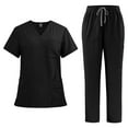 thumbnail image 1 of Miqool Scrubs for Women Set Medical Uniform Stretch V Neck Scrubs Top and Straight Leg Scrub Pants Nurse Workwear with 11 Pockets, 1 of 2
