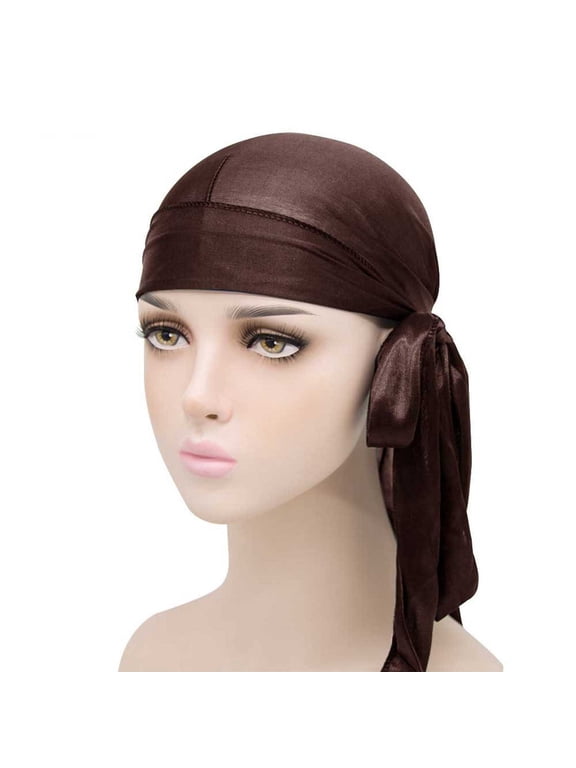 Silky Durag for Men Women, Satin Du-rag Headwrap Turban with Long Tail and Adjustable Wide Straps for All Hair Types