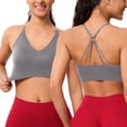 thumbnail image 1 of Miqool Sports Bra for Women, Strappy Criss Cross Back V Neck Padded Seamless Wireless Supportive Racerback Medium Support Exercise Workout Yoga Bras, 1 of 6