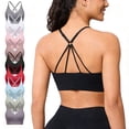 thumbnail image 1 of Miqool Sports Bra for Women, Strappy Criss Cross Back V Neck Padded Seamless Wireless Supportive Racerback Medium Support Exercise Workout Yoga Bras, 1 of 6