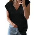thumbnail image 1 of Miqool Sweater Vest for Women Oversized V Neck Sleeveless Knit Solid Color Casual Fall Winter Ribbed Preppy Pullover Tops, 1 of 6