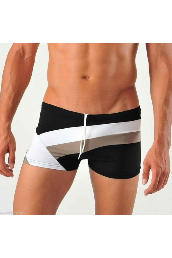 Swim Jammers for Men UPF 50+ Color Blocking Square Leg Quick Dry Compression Swim Briefs Swimsuit Athletic Racing Training Swim Shorts