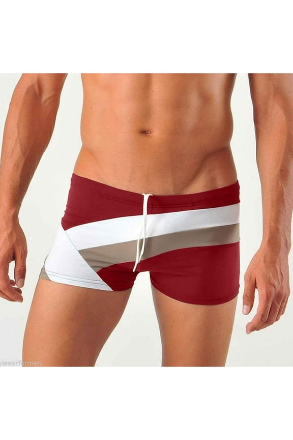 Swim Jammers for Men UPF 50+ Color Blocking Square Leg Quick Dry Compression Swim Briefs Swimsuit Athletic Racing Training Swim Shorts