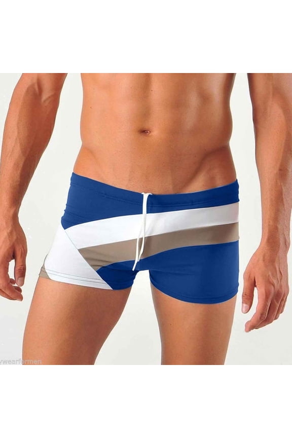 Swim Jammers for Men UPF 50+ Color Blocking Square Leg Quick Dry Compression Swim Briefs Swimsuit Athletic Racing Training Swim Shorts