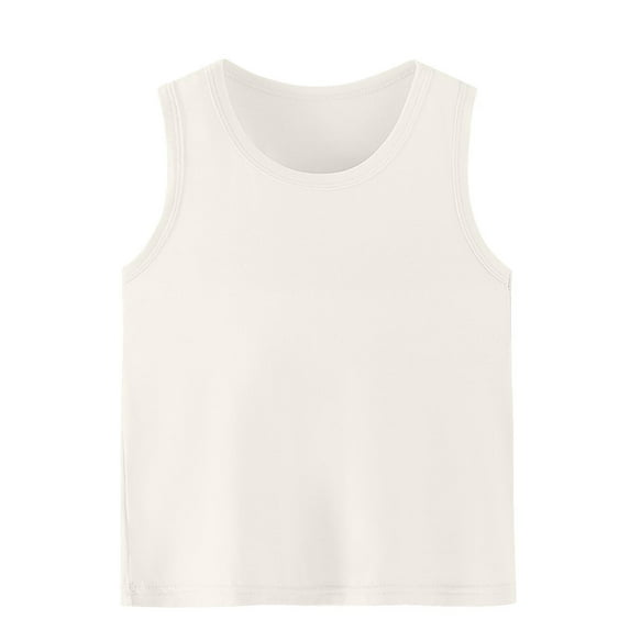Miqool Tank Tops for 2-15 Years Boys and Girls, Todddler Kids Cotton Dance Tank Tops Basic Undershirts Sleeveless Tee Tops for Gymnastics Ballet Dancewear