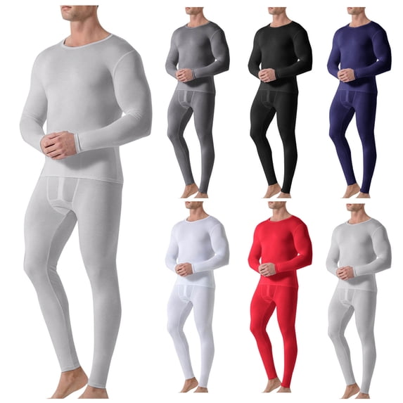 Miqool Thermal Underwear for Men Base Layer Sets Soft Warm Top and Bottoms Lounge Set Long Johns for Cold Weather