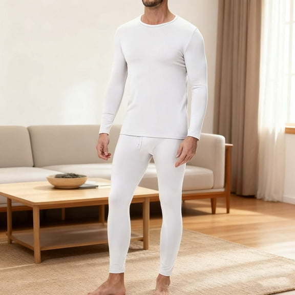 Miqool Thermal Underwear for Men Winter Warm Long Johns Thermal Underwear Set Base Layer Lightweight Long Sleeve Top and Bottom