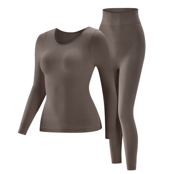 Miqool Thermal Underwear for Women Long Johns with Fleece Lined Long Sleeve Shirt Legging Lounge Set Cold Weather Top Bottom