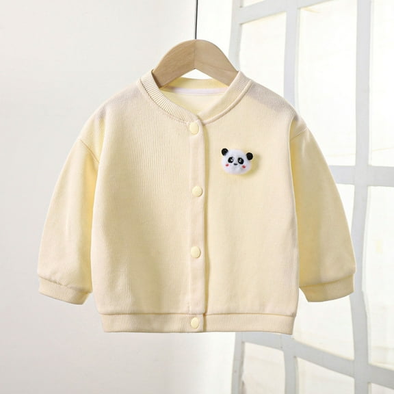 Miqool Toddler Baby Boys Girls Cotton Cardigan Sweaters Coat Unisex Newborn Infant Long Sleeve Button Down Jacket Outerwear Fall Winter Clothes 3M-4Y