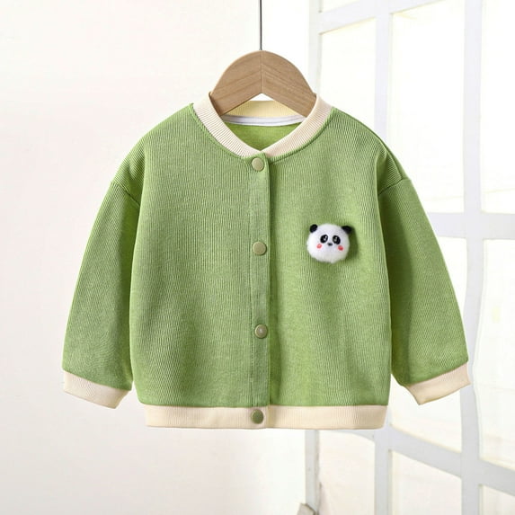 Miqool Toddler Baby Boys Girls Cotton Cardigan Sweaters Coat Unisex Newborn Infant Long Sleeve Button Down Jacket Outerwear Fall Winter Clothes 3M-4Y