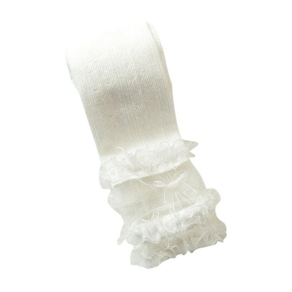 Miqool Toddler Baby Girls Leggings Lace Ruffle Patterned Fishnet Footless Tights Gymnastics Ballet Dance Pants for First Communion