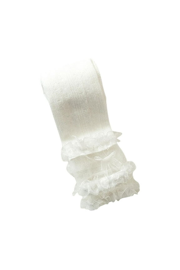 Toddler Baby Girls Leggings Lace Ruffle Patterned Fishnet Footless Tights Gymnastics Ballet Dance Pants for First Communion