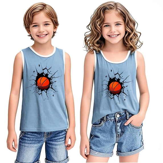 Miqool Toddler Boys Girls Basketball Tank Tops Kids Sleeveless Athletic T-Shirts for Dance Performance for 3-15 Years