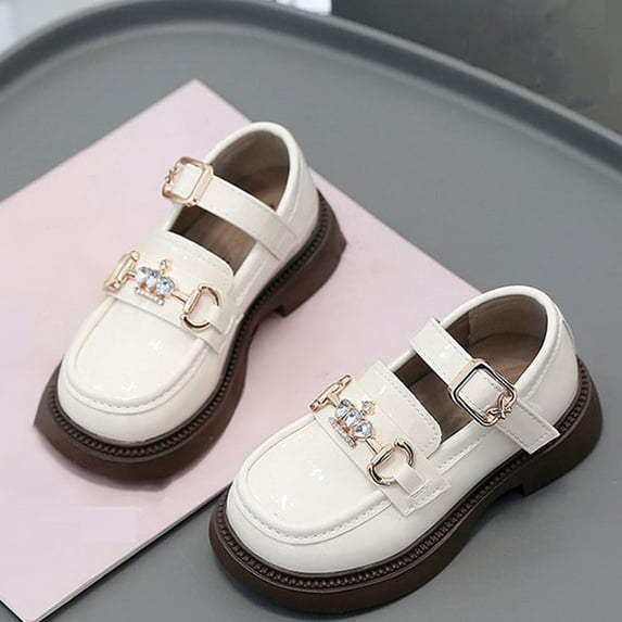 Miqool Toddler Girls Dress Shoes Loafers School Uniform Mary Jane Flats Thick Non-Slip Sole Casual Shoes