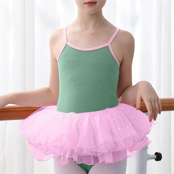 Miqool Toddler Girls Tutu Dresses Strap Shiny Tulle Ballet Leotard Ballerina Costume for Dance