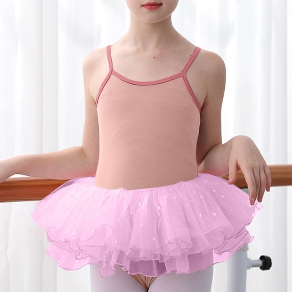 Miqool Toddler Girls Tutu Dresses Strap Shiny Tulle Ballet Leotard Ballerina Costume for Dance