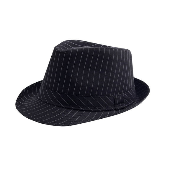 Miqool Unisex 1920s Pinstripe Classic Structured Gangster Fedora Hat Short Brim Summer Beach Sun Hats Party Costume Panama Cap for Men Women