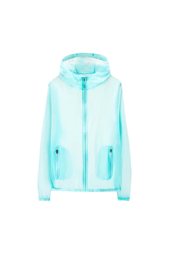 Unisex Sun Protection Jacket Ultra Light Thin Packable Lightweight Full Zip Hoodie Outdoor Running Cycling Rain Jackets with Zipper Pockets for Men & Women