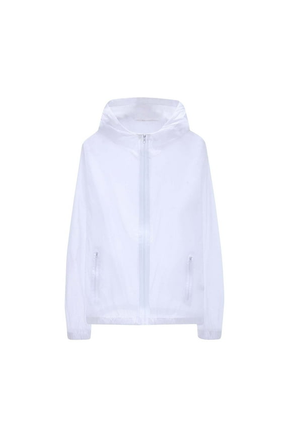 Unisex Sun Protection Jacket Ultra Light Thin Packable Lightweight Full Zip Hoodie Outdoor Running Cycling Rain Jackets with Zipper Pockets for Men & Women