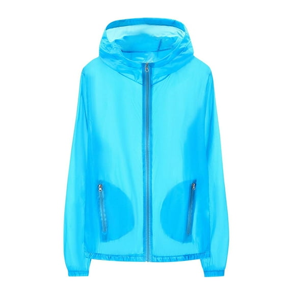 Miqool Unisex Sun Protection Jacket Ultra Light Thin Packable Lightweight Full Zip Hoodie Outdoor Running Cycling Rain Jackets with Zipper Pockets for Men & Women