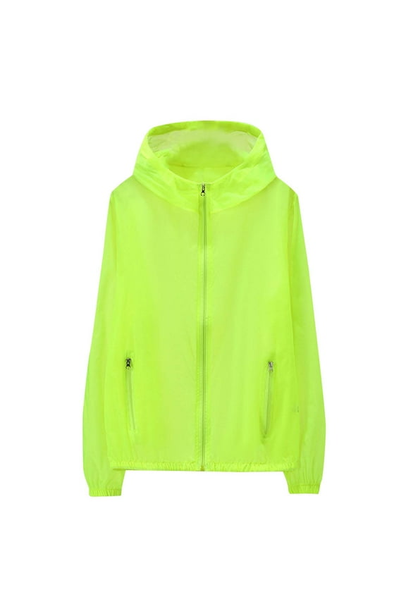 Unisex Sun Protection Jacket Ultra Light Thin Packable Lightweight Full Zip Hoodie Outdoor Running Cycling Rain Jackets with Zipper Pockets for Men & Women