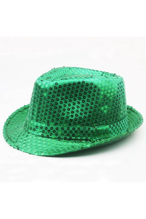 Unisex Western Sparkly Sequins Fedora Hat Glitter Bling Dance Hat Retro Disco Jazz Cap Party Favors Costume Props Supplies