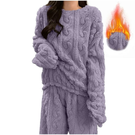 Miqool Warm Pajama Tops for Women Cozy Long Sleeve Oversized Loungewear Loose Fit Solid Color Fashion Sleepwear