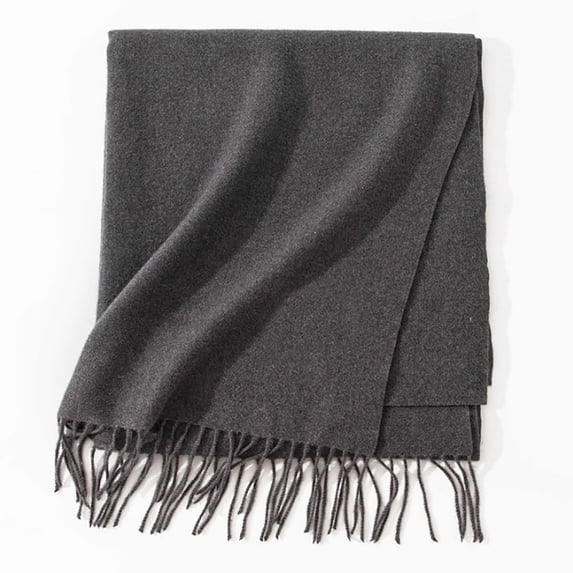 Miqool Warm Scarf for Women Plain Soft Tassel Long Shawl Wraps Casual Winter Reversible Fleece Cozy Scarves