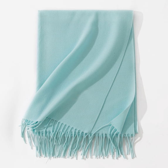 Miqool Warm Scarf for Women Plain Soft Tassel Long Shawl Wraps Casual Winter Reversible Fleece Cozy Scarves