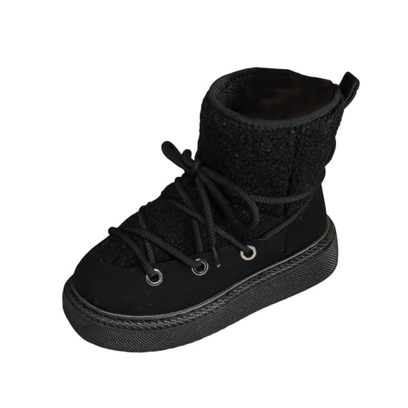 Miqool Winter Boots for Women Snow Warm Fur Lined Waterproof Ankle Booties Lace Up Non Slip Flat Comfortable Womens Shoes