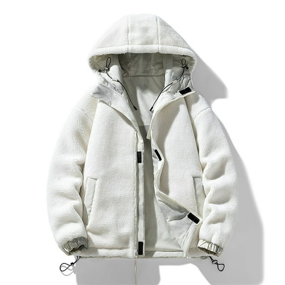 Miqool Winter Coat Men Fleece Lined Soft Midweight Hoodie Full Zip Up Thicken Thermal Hooded Coat Casual Winter Jackets