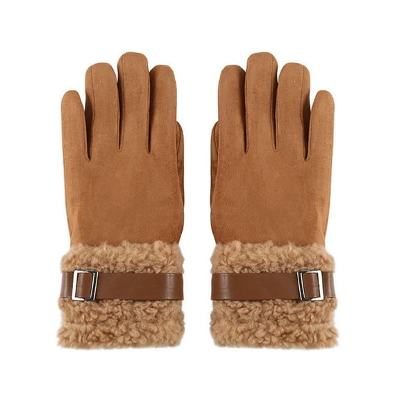 Miqool Winter Gloves for Women Vintage Sherpa Lined Thermal Insulated Cold Weather Gloves