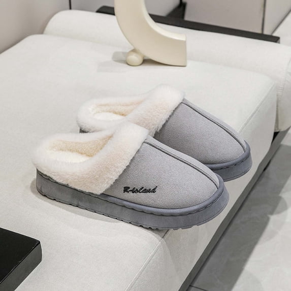 Miqool Women Slippers Fuzzy Warm Bedroom House Shoes Casual Winter Indoor Outdoor Anti-Skid Lounge Shoes