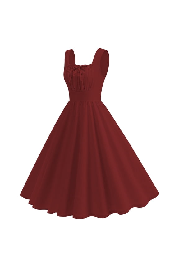 Women's 1950s Retro Vintage Cocktail Dresses Casual Sleeveless Pleated A-Line Swing Wedding Guest Dresses Homecoming Dresses