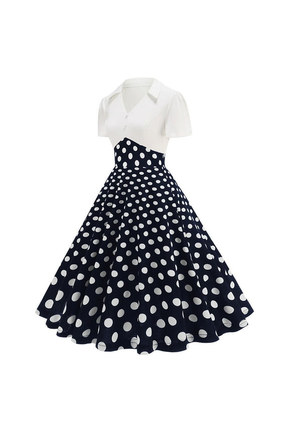 Women's 1950s Retro Vintage Tea Party Dresses Polka Dots A-Line Swing Cocktail Dresses Formal Wedding Guest Dresses Prom Dresses