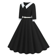 KILLREAL Women's Polka Dot Retro Swing Dress - Black Plaid, X-Large