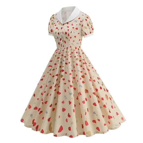 Miqool Women's 1950s Vintage Tea Party Dresses Retro Floral A-Line Swing Cocktail Dresses Formal Wedding Guest Dresses Prom Dresses