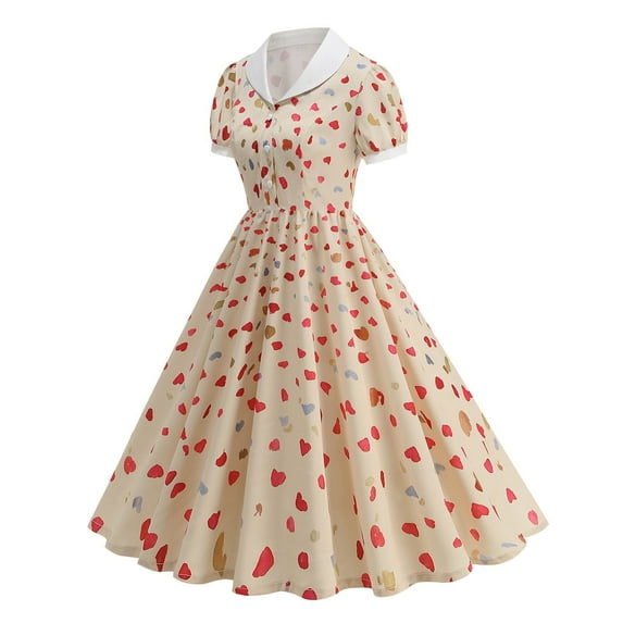Miqool Women's 1950s Vintage Tea Party Dresses Retro Floral A-Line Swing Cocktail Dresses Formal Wedding Guest Dresses Prom Dresses
